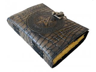 Pentagram Embossed Leather Journal Celtic One Latches Deckle Edge Paper Handmade Leather D